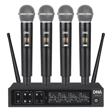 DNA Brezžični mikrofon QMIC4, 4-kratni ročni oddajnik, sprejemnik, ozvočenje UHF 518–542 MHz, komplet