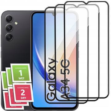 3x CELOZASLONSKO STEKLO ZA SAMSUNG A34 5G POLNO KALJENO STEKLO 5D