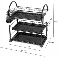 BRUNBESTE 3-nivojski odcejalnik za posodo 53x25x49cm BB-3411