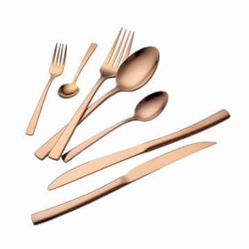 Rose Gold BH-3087 42-delni komplet jedilnega pribora za 6 oseb, sijoča rožnato zlata barva
