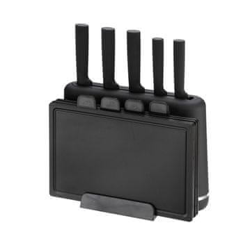 MAESTRO Komplet nožev s kuhinjskimi deskami na stojalu BLACK MR-1412-BL