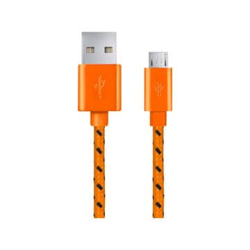 33 Kabel Micro USB 2.0 AB M/M EB175OB, oranžna pletenica, 1,0 m