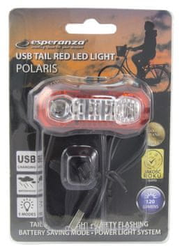 33 Polaris EOT021 USB LED zadnja kolesarska luč 120 lumnov 5 načinov