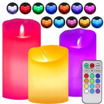 33 LED sveče z RGB daljinskim upravljalnikom OO68, komplet 3 kosov