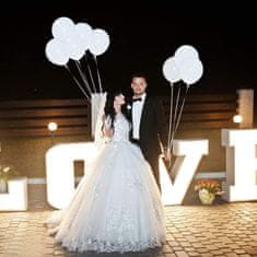 33 LED osvetljeni svetleči baloni TG41913-1B beli poročni 5 kosov