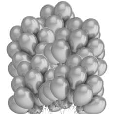 33 Komplet 100 kovinskih lateks balonov TG53243-3, srebrno siv, za rojstni dan in poroko
