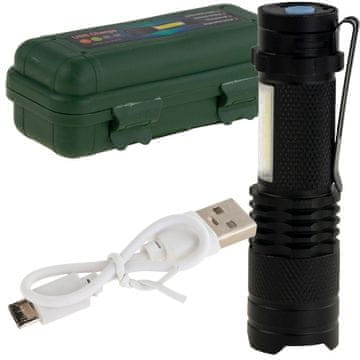 33 Taktična svetilka Cree Q5 LED Zoom z USB-jem in etuijem TG64636