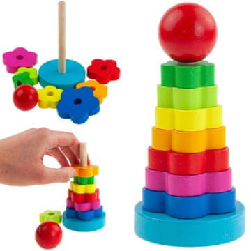 33 Montessori piramidni sortirni stolp leseni bloki sestavljanka TG67026