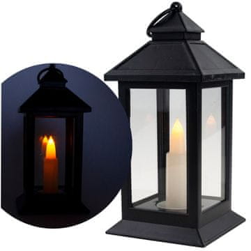 33 LED svetilka TG59656-2 črna na baterije s toplo svetlobo, ki posnema plamen, z višino ročaja 17 cm