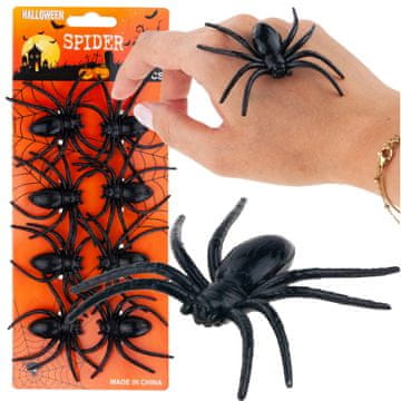 33 Umetni pajki Halloween okraski črna tarantela črna 8 cm 8 kosov