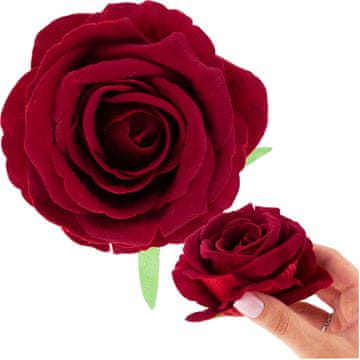 33 Vrtnica, žametna cvetna glavica, CV33001-3, bordo, realistična, za osrednje okraske, 8 cm