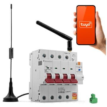 3-fazni varovalčni WiFi odklopnik 4P Tuya 63A 6KV antena za merjenje energije