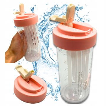 Steklenica za vodo s slamico, trpežna, z graduiranim filtrom 600 ml
