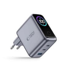 Tech-protect Power Vision GaN omrežni polnilnik USB / 2x USB-C QC PD 100W, siv