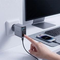 Tech-protect Power Vision GaN omrežni polnilnik USB / 2x USB-C QC PD 100W, siv