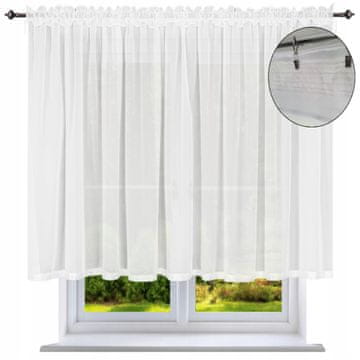 Pripravljena ravna zavesa z robom 400x130 za dnevno sobo, gladke voile zavese, bele barve