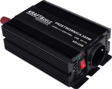 Kraft&Dele Pretvornik 12V na 230V 300W / 600W s popravljenim sinusnim valom KD1258