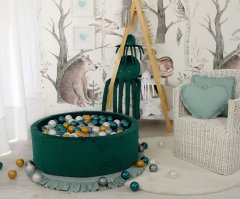 Bobono Suhi bazen Minky V-30 cm s 300 žogicami - steklenično zelen