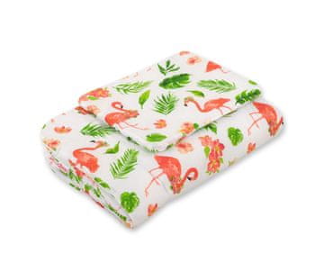 Bobono Otroški komplet posteljnine s polnilom, 2 kosa, 75x100cm NEWBORN - koralni flamingi