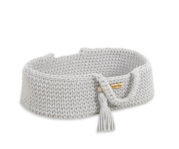 MY SWEET BABY Nosilec za punčke Moses Basket BOHO iz bombaža - svetlo siv