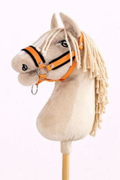 BB Nastavljiva ovratnica za konje Hobby Horse A3 oranžna s črnim krznom