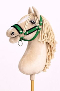 BB Nastavljiva ovratnica za konje Hobby Horse A3 zelena s črnim krznom