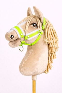 BB Nastavljiva ovratnica za konje Hobby Horse A3 v neon zelenem odtenku z belim krznom