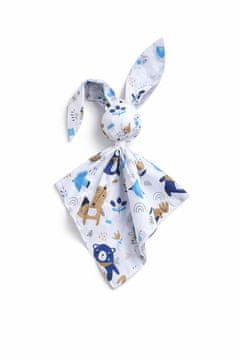 MY SWEET BABY Mehka plišasta igrača DOUDOU zajčja odejica iz bombaža - medvedki temno modri