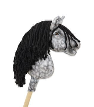 BB Hobby Horse Premium srednje velik konj, sivo-lisast s črno grivo, A4