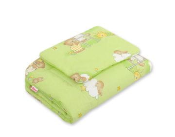 Bobono Otroški komplet posteljnine s polnilom, 2 kosa, 75x100cm NEWBORN - Medvedki v oblakih, zelen