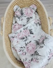 MY SWEET BABY Odeja in vzglavnik z motivom medvedka - 2-delni komplet - Romantični peonies