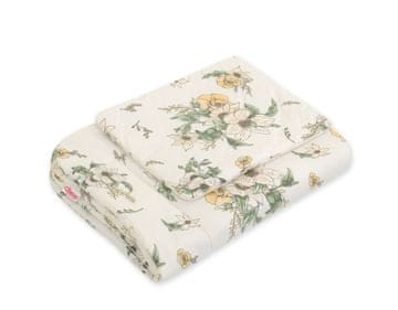 Bobono Otroška posteljnina s polnilom, 2 kosa, 75x100cm NEWBORN - Clematis na bež barvi