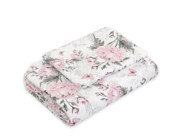 Bobono Otroški komplet posteljnine s polnilom, 2 kosa, 75x100cm NEWBORN - Romantični peonies