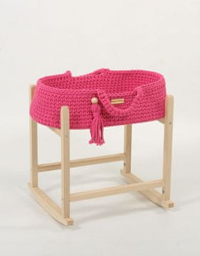 MY SWEET BABY Nosilec za punčke Moses Basket BOHO iz bombaža z leseno zibelko - fuksija