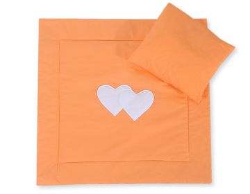 Bobono Posteljnina za voziček z odejo in polnilom za vzglavnik - Peach Hearts
