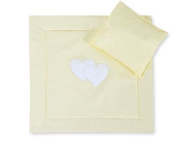 Bobono Posteljnina za voziček s polnilom, odejo in vzglavnikom - Cream Hearts