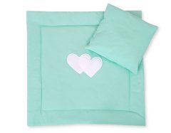 Bobono Posteljnina za voziček s polnilom, odeja in vzglavnik - Mint hearts