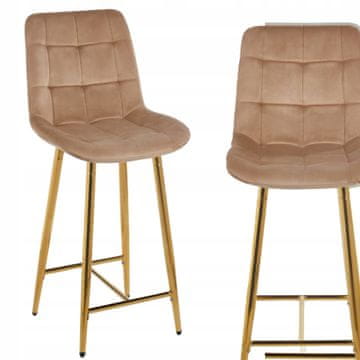 It Prešit žameten stolček Cappuccino na zlatih nogah za kuhinjski otok