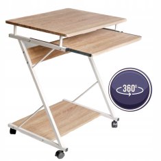 Sonoma pisalna miza na kolesih, bela, mobilni okvir, 60 cm, za učenje, Furnitex