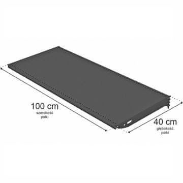 Polna polica Basic D-100 cm G-40 cm antracit RAL7016 + 2 kosa nosilcev G-40 cm N