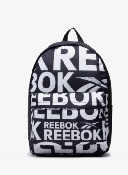 Reebok ŠOLSKI NAHRBTNIK ČRNE OBLEKE Z ŽEPI IN NAPISI 0AXA1*