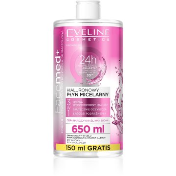 Eveline Facemed+ hialuronska micelarna tekočina 3v1 za zelo občutljivo in suho kožo 650 ml