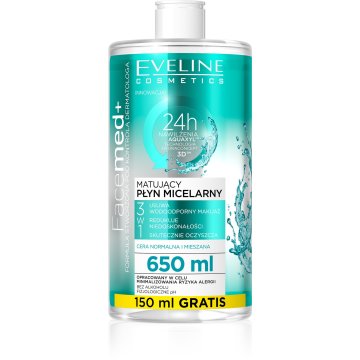 Eveline Facemed+ matirajoči micelarni fluid 3v1 za normalno in mešano kožo 650 ml