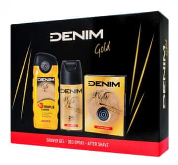 KOMPLET 3 IZ DENIMA, ZLAT