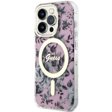Guess OVITEK GUESS IPHONE 14 PRO MAX TRDA Z ROŽICAMI ZA MAGSAFE