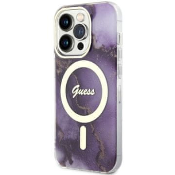 Guess GUESS OVITEK ZA IPHONE 14 PRO ZA MAGSAFE HARDCASE ZAŠČITA GOLDEN MARMOR