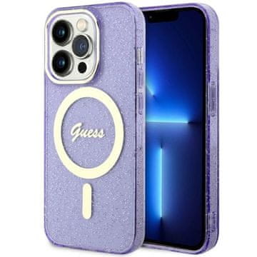 Guess Ovitek Glitter MagSafe za iPhone 14 Pro Max vijoličen
