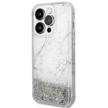 Guess GUESS HARDCASE ZA IPHONE 14 PRO 6.1 LIQUID GLITTER MARMOR WHITE DESIGN
