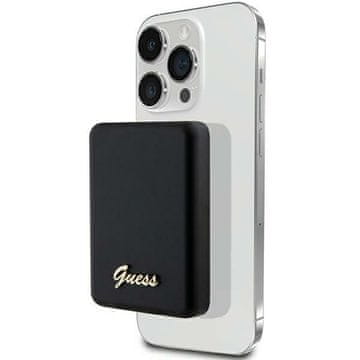 Guess Induktivna prenosna baterija 5W 3000mAh MagSafe Metal Script Logo Black