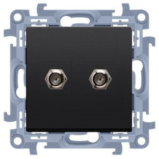 shumee Simon 10 Antenska vtičnica tip F 2-kratni dvojni modul črne barve CASF2.01/49